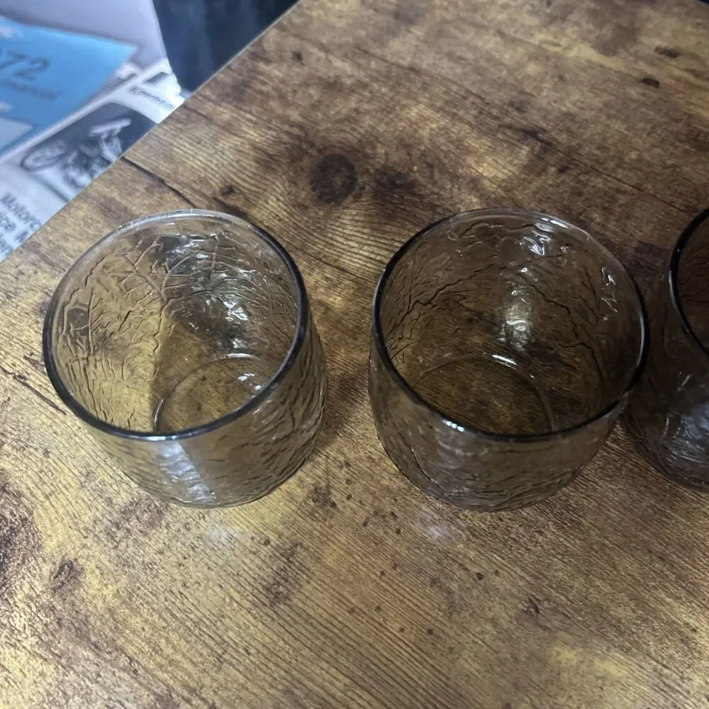 Anchor Hocking Sherwood Spicy Brown on the Rocks set of four Short Glasses 70’s
